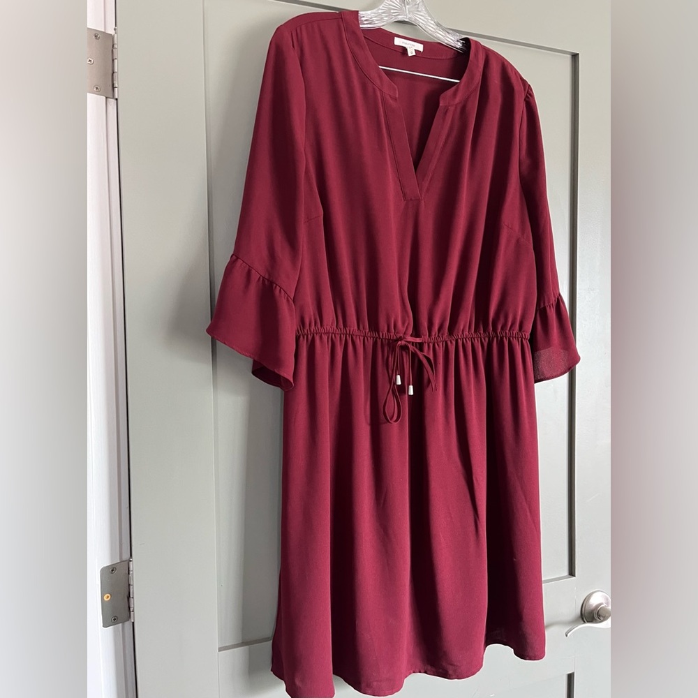 Maurices Burgundy Long Sleeve Dress XL